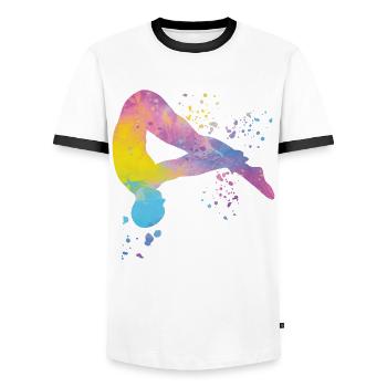 Plongeon, Plongeon synchronisé, Saut artistique - T-shirt contrasté Homme - blanc/noir - Devant - AI Model Female 172 light (172cm) & AI Model Male 178 dark (178cm)