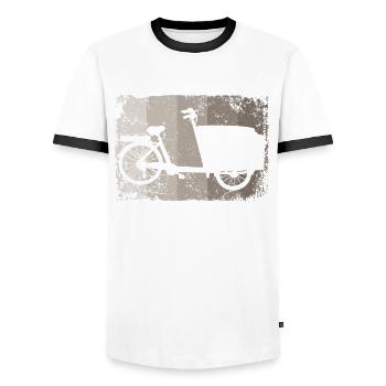 Lastenfahrrad Lastenrad Vélo Cargo Cargobike - T-shirt contrasté Homme - blanc/noir - Devant - AI Model Female 172 light (172cm) & AI Model Male 178 dark (178cm)