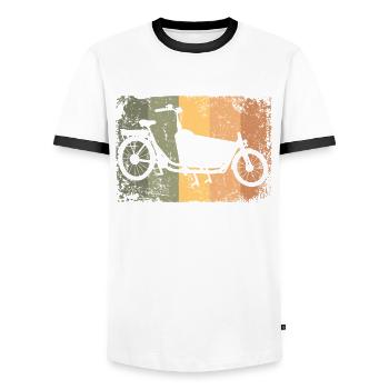 Lastenfahrrad Lastenrad Cargo Bike Cargobike - Men's Ringer Shirt - white/black - Front - AI Model Female 172 light (172cm) & AI Model Male 178 dark (178cm)