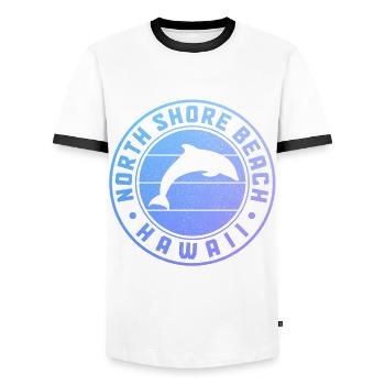 Hawaii Aloha Hawaiian Souvenir - Men's Ringer Shirt - white/black - Front - AI Model Female 172 light (172cm) & AI Model Male 178 dark (178cm)