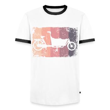 Lastenfahrrad Lastenrad Vélo Cargo Cargobike - T-shirt contrasté Homme - blanc/noir - Devant - AI Model Female 172 light (172cm) & AI Model Male 178 dark (178cm)