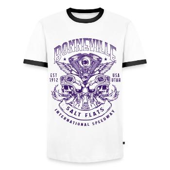 Bonneville Salt Flats Motorradrennen Vintage - Männer Kontrast-T-Shirt - Weiß/Schwarz - Vorne - AI Model Female 172 light (172cm) & AI Model Male 178 dark (178cm)