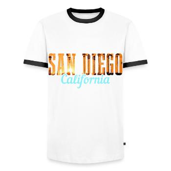 San Diego Kalifornien Vintage Souvenir - Männer Kontrast-T-Shirt - Weiß/Schwarz - Vorne - AI Model Female 172 light (172cm) & AI Model Male 178 dark (178cm)