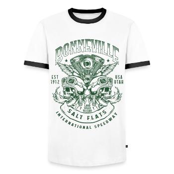 Bonneville Salt Flats Motorradrennen Vintage - Männer Kontrast-T-Shirt - Weiß/Schwarz - Vorne - AI Model Female 172 light (172cm) & AI Model Male 178 dark (178cm)