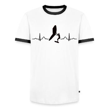 Flügel Surfer Wingsurfing Retro Folie Flügel - Männer Kontrast-T-Shirt - Weiß/Schwarz - Vorne - AI Model Female 172 light (172cm) & AI Model Male 178 dark (178cm)