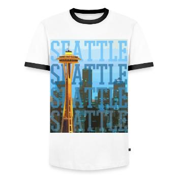 Seattle Washington Souvenir Geschenk - Männer Kontrast-T-Shirt - Weiß/Schwarz - Vorne - AI Model Female 172 light (172cm) & AI Model Male 178 dark (178cm)