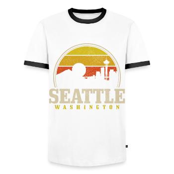 Seattle Washington Souvenir Geschenk - Männer Kontrast-T-Shirt - Weiß/Schwarz - Vorne - AI Model Female 172 light (172cm) & AI Model Male 178 dark (178cm)