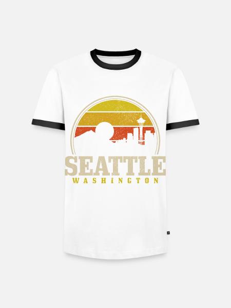 Seattle Washington Souvenir Gift - Men's Ringer Shirt - white/black