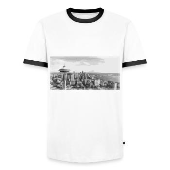 Seattle Washington Souvenir Geschenk - Männer Kontrast-T-Shirt - Weiß/Schwarz - Vorne - AI Model Female 172 light (172cm) & AI Model Male 178 dark (178cm)