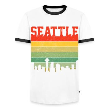 Seattle Washington Souvenir Geschenk - Männer Kontrast-T-Shirt - Weiß/Schwarz - Vorne - AI Model Female 172 light (172cm) & AI Model Male 178 dark (178cm)
