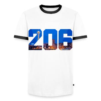 Seattle Washington Souvenir Geschenk - Männer Kontrast-T-Shirt - Weiß/Schwarz - Vorne - AI Model Female 172 light (172cm) & AI Model Male 178 dark (178cm)
