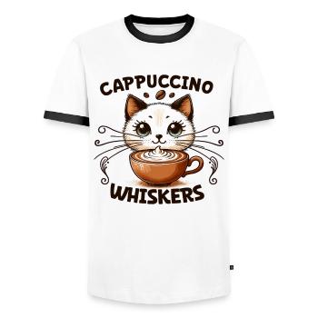 Coffee Break Cat Lover, Coffee Lover Süße Katze - Männer Kontrast-T-Shirt - Weiß/Schwarz - Vorne - AI Model Female 172 light (172cm) & AI Model Male 178 dark (178cm)