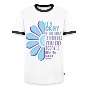 Mental Health Warrior Purple and Turquoise - Men's Ringer Shirt - white/black - Front - AI Model Female 172 light (172cm) & AI Model Male 178 dark (178cm)