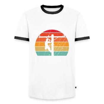 Support Your Local Pole Dancer Lineman - Men's Ringer Shirt - white/black - Front - AI Model Female 172 light (172cm) & AI Model Male 178 dark (178cm)