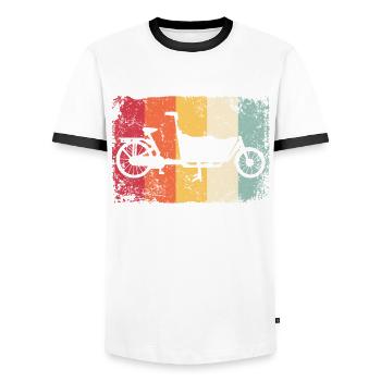 Lastenfahrrad Lastenrad Vélo Cargo Cargobike - T-shirt contrasté Homme - blanc/noir - Devant - AI Model Female 172 light (172cm) & AI Model Male 178 dark (178cm)