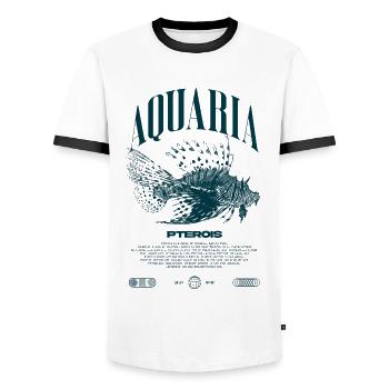 Lionfish Marine Fish Keeper Modern Streetwear - Men's Ringer Shirt - white/black - Front - AI Model Female 172 light (172cm) & AI Model Male 178 dark (178cm)