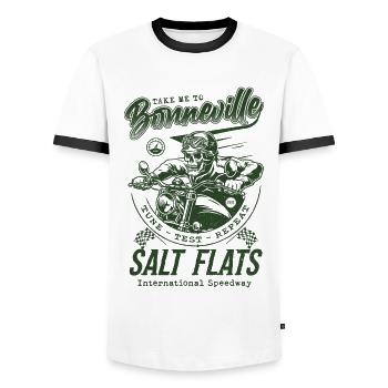 Bonneville Salt Flats Motorradrennen Vintage - Männer Kontrast-T-Shirt - Weiß/Schwarz - Vorne - AI Model Female 172 light (172cm) & AI Model Male 178 dark (178cm)