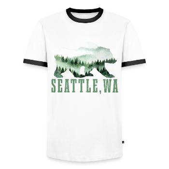 Seattle Washington Souvenir Geschenk - Männer Kontrast-T-Shirt - Weiß/Schwarz - Vorne - AI Model Female 172 light (172cm) & AI Model Male 178 dark (178cm)