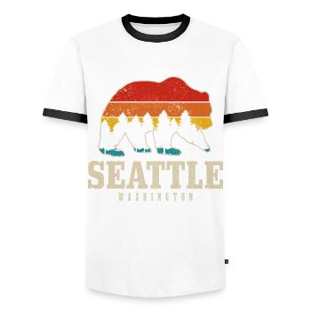 Seattle Washington Souvenir Geschenk - Männer Kontrast-T-Shirt - Weiß/Schwarz - Vorne - AI Model Female 172 light (172cm) & AI Model Male 178 dark (178cm)