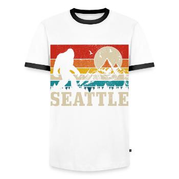 Seattle Washington Souvenir Geschenk - Männer Kontrast-T-Shirt - Weiß/Schwarz - Vorne - AI Model Female 172 light (172cm) & AI Model Male 178 dark (178cm)