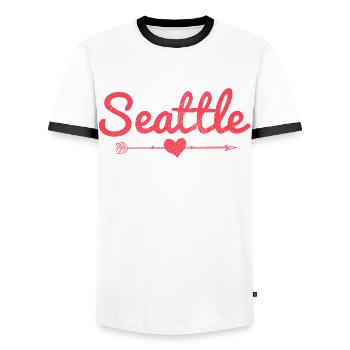 Seattle Washington Souvenir Geschenk - Männer Kontrast-T-Shirt - Weiß/Schwarz - Vorne - AI Model Female 172 light (172cm) & AI Model Male 178 dark (178cm)