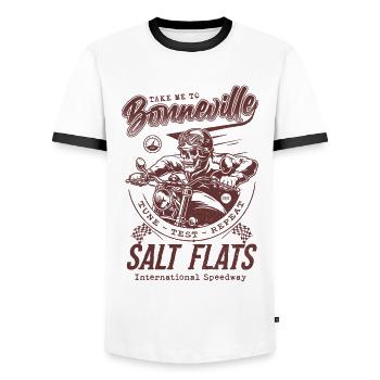 Bonneville Salt Flats Motorradrennen Vintage - Männer Kontrast-T-Shirt - Weiß/Schwarz - Vorne - AI Model Female 172 light (172cm) & AI Model Male 178 dark (178cm)