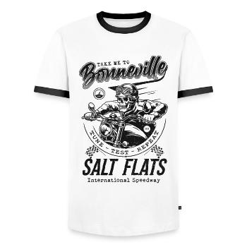 Bonneville Salt Flats Motorradrennen Vintage - Männer Kontrast-T-Shirt - Weiß/Schwarz - Vorne - AI Model Female 172 light (172cm) & AI Model Male 178 dark (178cm)