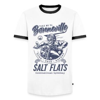 Bonneville Salt Flats Motorradrennen Vintage - Männer Kontrast-T-Shirt - Weiß/Schwarz - Vorne - AI Model Female 172 light (172cm) & AI Model Male 178 dark (178cm)