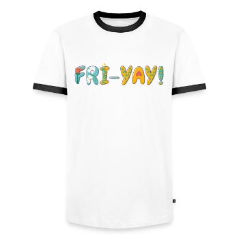 Fri Yay Enseignants Ambiance du week-end de l’école - T-shirt contrasté Homme - blanc/noir - Devant - AI Model Female 172 light (172cm) & AI Model Male 178 dark (178cm)