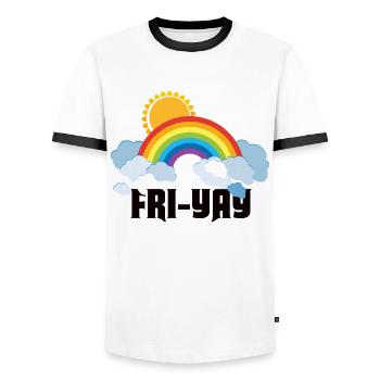 Fri Yay Enseignants Ambiance du week-end de l’école - T-shirt contrasté Homme - blanc/noir - Devant - AI Model Female 172 light (172cm) & AI Model Male 178 dark (178cm)