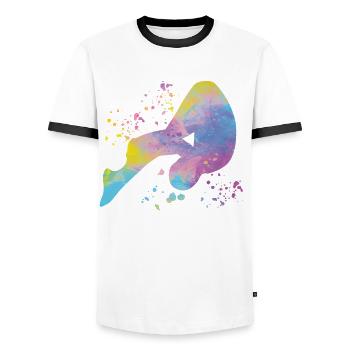 Plongeon, Plongeon synchronisé, Saut artistique - T-shirt contrasté Homme - blanc/noir - Devant - AI Model Female 172 light (172cm) & AI Model Male 178 dark (178cm)