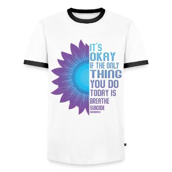 Mental Health Warrior Purple and Turquoise - Men's Ringer Shirt - white/black - Front - AI Model Female 172 light (172cm) & AI Model Male 178 dark (178cm)