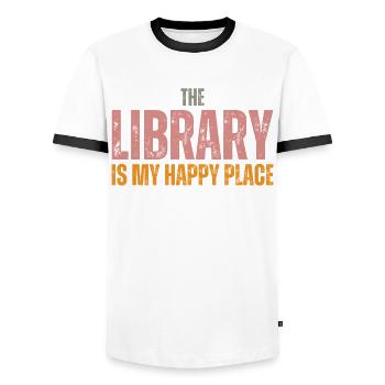 Library Book Lover Reading Bookworm - Men's Ringer Shirt - white/black - Front - AI Model Female 172 light (172cm) & AI Model Male 178 dark (178cm)