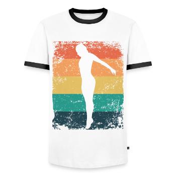 Plongeon, Saut artistique, Plongeon synchronisé - T-shirt contrasté Homme - blanc/noir - Devant - AI Model Female 172 light (172cm) & AI Model Male 178 dark (178cm)