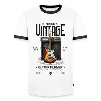I'm Not Old I'm Vintage Retro 1941 Guitar - Men's Ringer Shirt - white/black - Front - AI Model Female 172 light (172cm) & AI Model Male 178 dark (178cm)