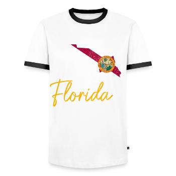 Floride Souvenir États-Unis Amérique - T-shirt contrasté Homme - blanc/noir - Devant - AI Model Female 172 light (172cm) & AI Model Male 178 dark (178cm)