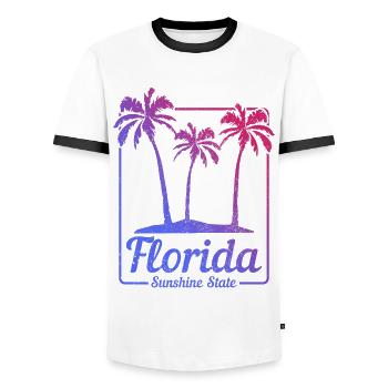 Floride Souvenir États-Unis Amérique - T-shirt contrasté Homme - blanc/noir - Devant - AI Model Female 172 light (172cm) & AI Model Male 178 dark (178cm)