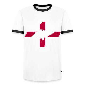 Drapeau de l’Angleterre Royaume-Uni Souvenir cadeau - T-shirt contrasté Homme - blanc/noir - Devant - AI Model Female 172 light (172cm) & AI Model Male 178 dark (178cm)