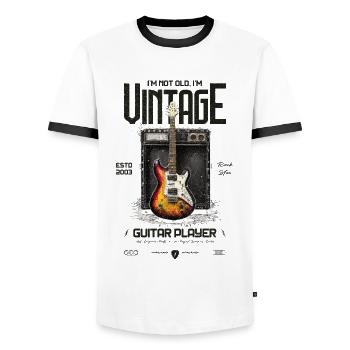 I'm Not Old I'm Vintage Retro 2003 Guitar - Men's Ringer Shirt - white/black - Front - AI Model Female 172 light (172cm) & AI Model Male 178 dark (178cm)