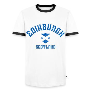 Edinburgh Schottland Schottische Flagge - Männer Kontrast-T-Shirt - Weiß/Schwarz - Vorne - AI Model Female 172 light (172cm) & AI Model Male 178 dark (178cm)
