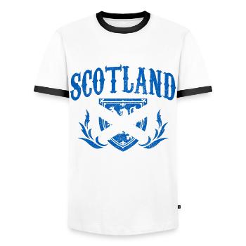 Ecosse drapeau écossais UK Vintage - T-shirt contrasté Homme - blanc/noir - Devant - AI Model Female 172 light (172cm) & AI Model Male 178 dark (178cm)