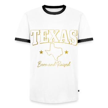 Texas - Men's Ringer Shirt - white/black - Front - AI Model Female 172 light (172cm) & AI Model Male 178 dark (178cm)