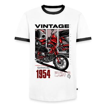 Vintage Motorcycle Bikers Motorbike Birthday 1954 - Men's Ringer Shirt - white/black - Front - AI Model Female 172 light (172cm) & AI Model Male 178 dark (178cm)