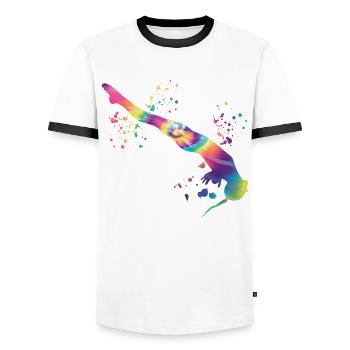 Synchronized Water Diver High Diver - Men's Ringer Shirt - white/black - Front - AI Model Female 172 light (172cm) & AI Model Male 178 dark (178cm)