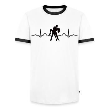 Salsero Und Salsera Heartbeat Salsa - Männer Kontrast-T-Shirt - Weiß/Schwarz - Vorne - AI Model Female 172 light (172cm) & AI Model Male 178 dark (178cm)