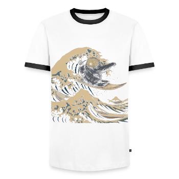 Loutre Surfeur De Vagues Japonais Drôle - T-shirt contrasté Homme - blanc/noir - Devant - AI Model Female 172 light (172cm) & AI Model Male 178 dark (178cm)