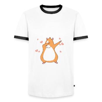 Guinea Pig Funny Gift - Men's Ringer Shirt - white/black - Front - AI Model Female 172 light (172cm) & AI Model Male 178 dark (178cm)