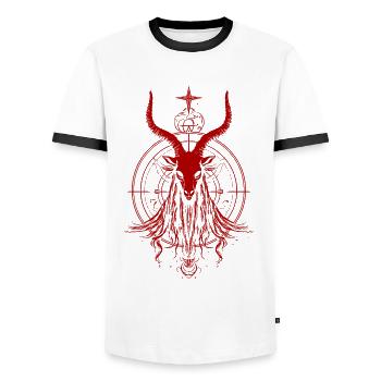 Ziege Baphomet - Männer Kontrast-T-Shirt - Weiß/Schwarz - Vorne - AI Model Female 172 light (172cm) & AI Model Male 178 dark (178cm)