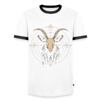 Ziege Baphomet - Männer Kontrast-T-Shirt - Weiß/Schwarz - Vorne - AI Model Female 172 light (172cm) & AI Model Male 178 dark (178cm)