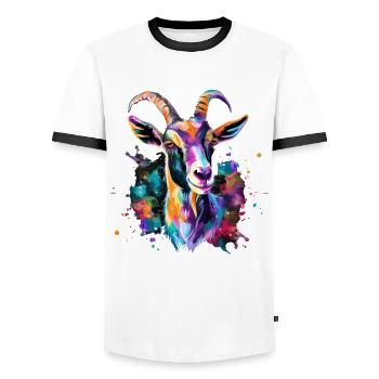 Ziege Geschenk - Männer Kontrast-T-Shirt - Weiß/Schwarz - Vorne - AI Model Female 172 light (172cm) & AI Model Male 178 dark (178cm)